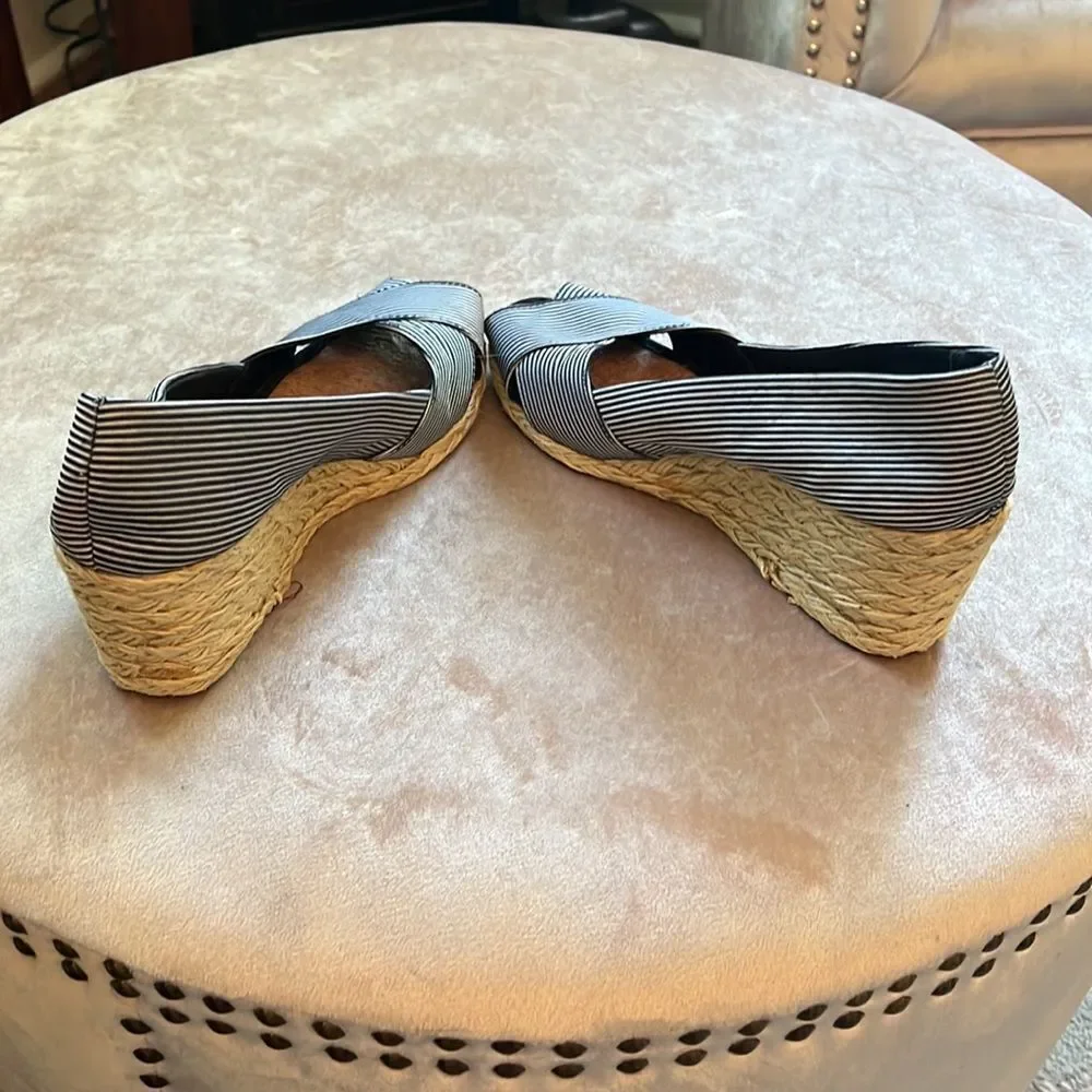 Ralph Lauren Sz 8.5-9 Blue White Coastal Nautical Espadrille